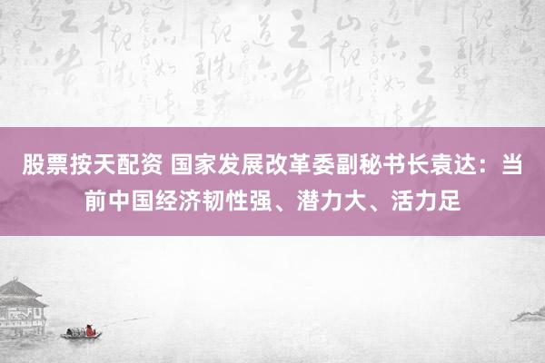 股票按天配资 国家发展改革委副秘书长袁达：当前中国经济韧性强、潜力大、活力足