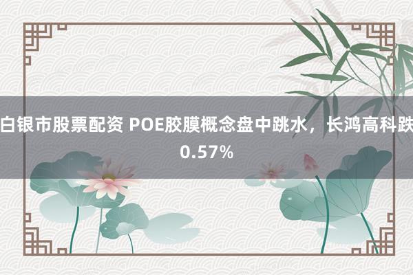 白银市股票配资 POE胶膜概念盘中跳水，长鸿高科跌0.57%